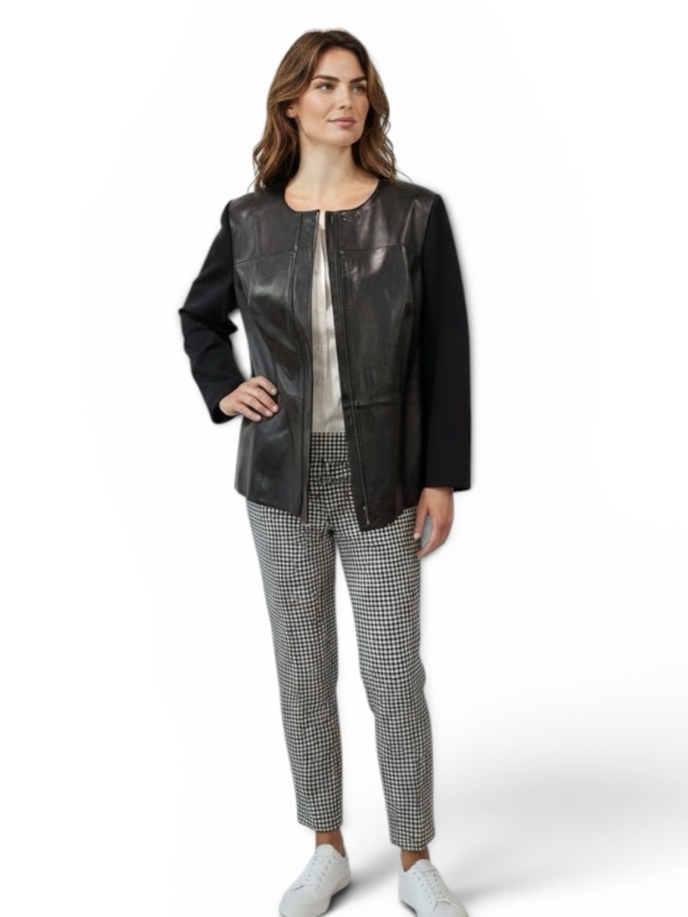 Talbots Black Leather Lined Zip-Up Jacket, size 12